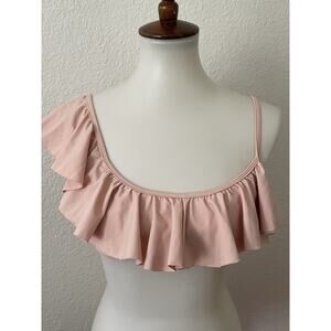 Aila Blue Swim Bikini Top Ruffled Asymmetric Beach Summer